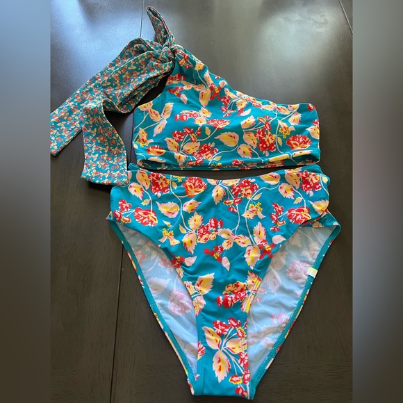 Summersalt Diane Von Furstenberg Bow-ShoulderRuched Sidestroke Bikini  Set. NWT - Picture 2 of 8